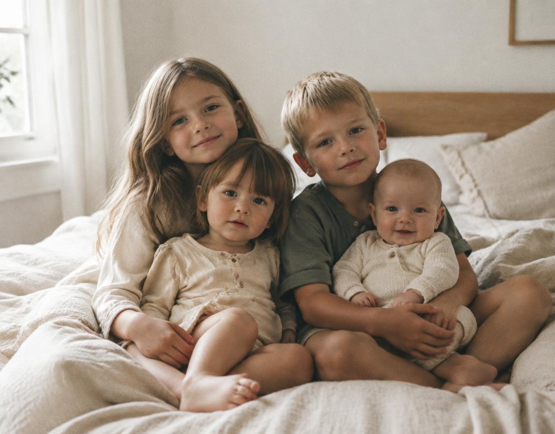 Fratelli seduti insieme sul letto